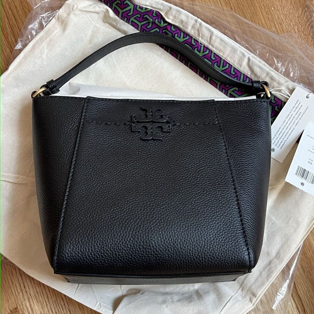 NEW Authentic Tory Burch Small McGraw Bucket Bag with Dust Bag Black